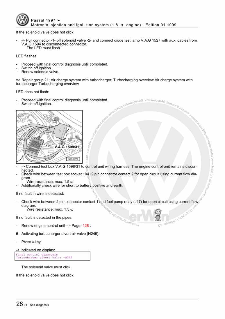 Examplepage for repair manual 3 Motronic injection and igni- tion system (1.8 ltr. engine)