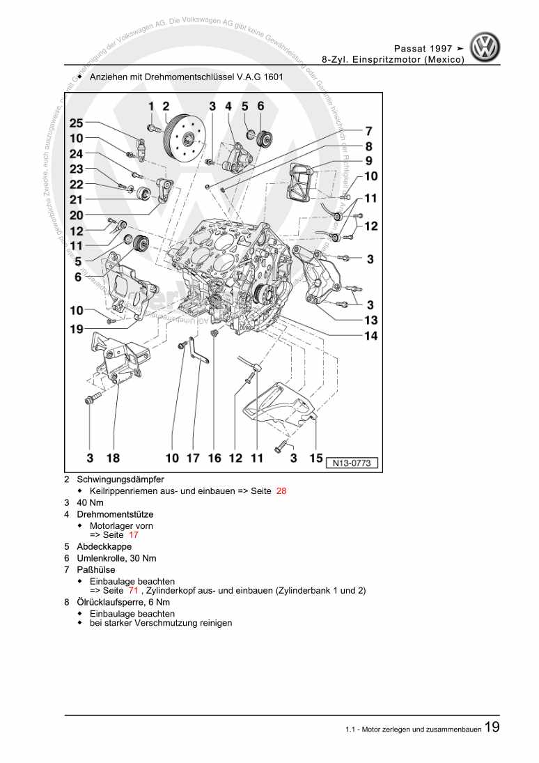 Beispielseite für Reparaturanleitung 8-Zyl. Einspritzmotor (Mexico)