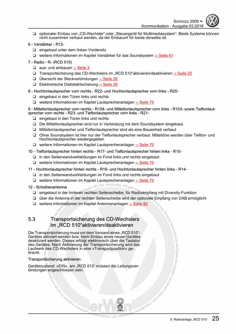 Examplepage for repair manual 2 Kommunikation