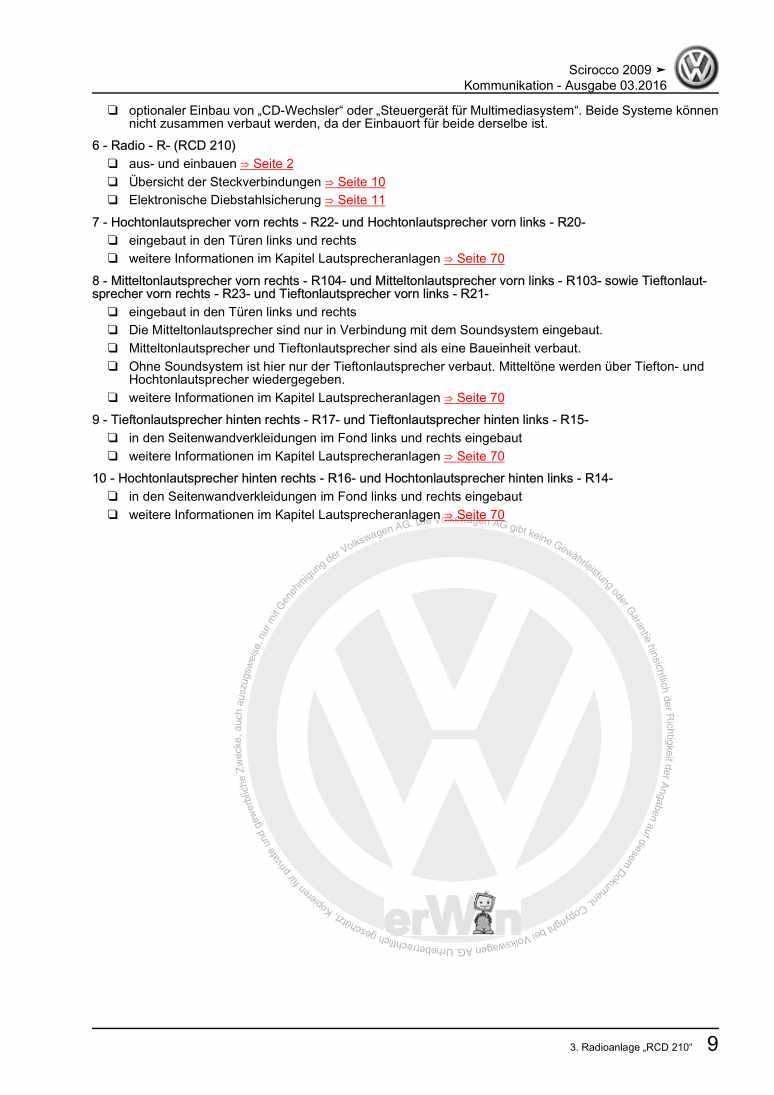Examplepage for repair manual 3 Kommunikation