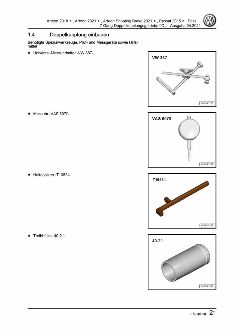 Examplepage for repair manual 2 7 Gang-Doppelkupplungsgetriebe 0DL