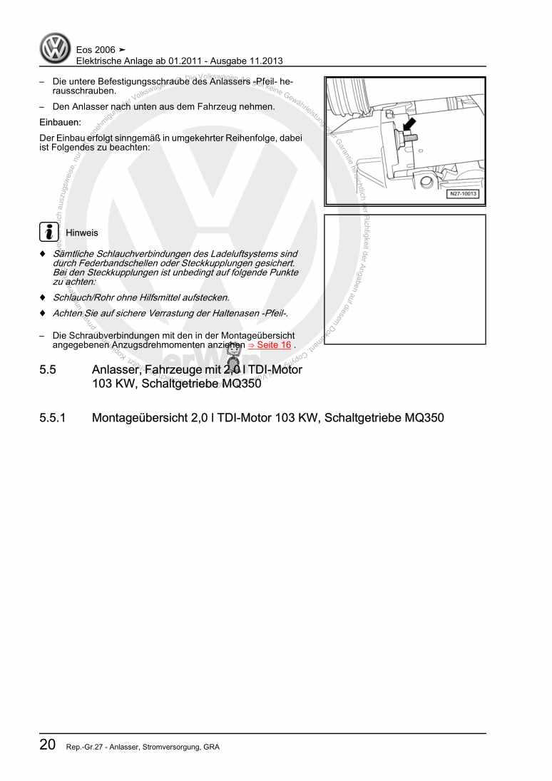 Examplepage for repair manual 3 Elektrische Anlage ab 01.2011