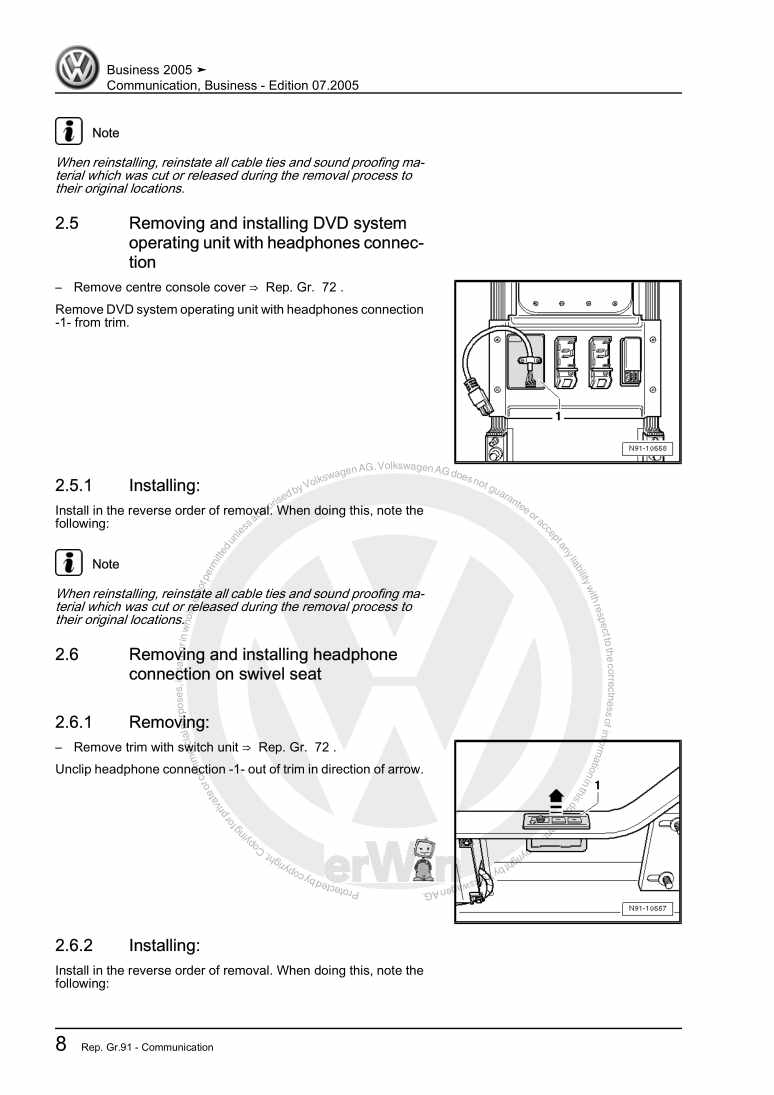 Examplepage for repair manual 2 Communication, Business