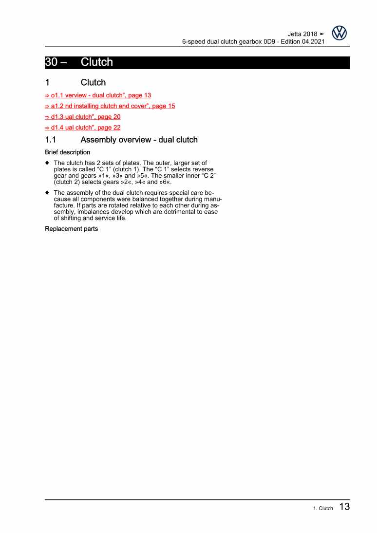 Examplepage for repair manual 2 6-speed dual clutch gearbox 0D9