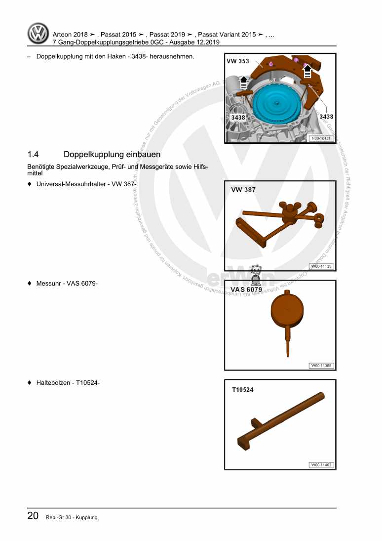 Examplepage for repair manual 2 7 Gang-Doppelkupplungsgetriebe 0GC