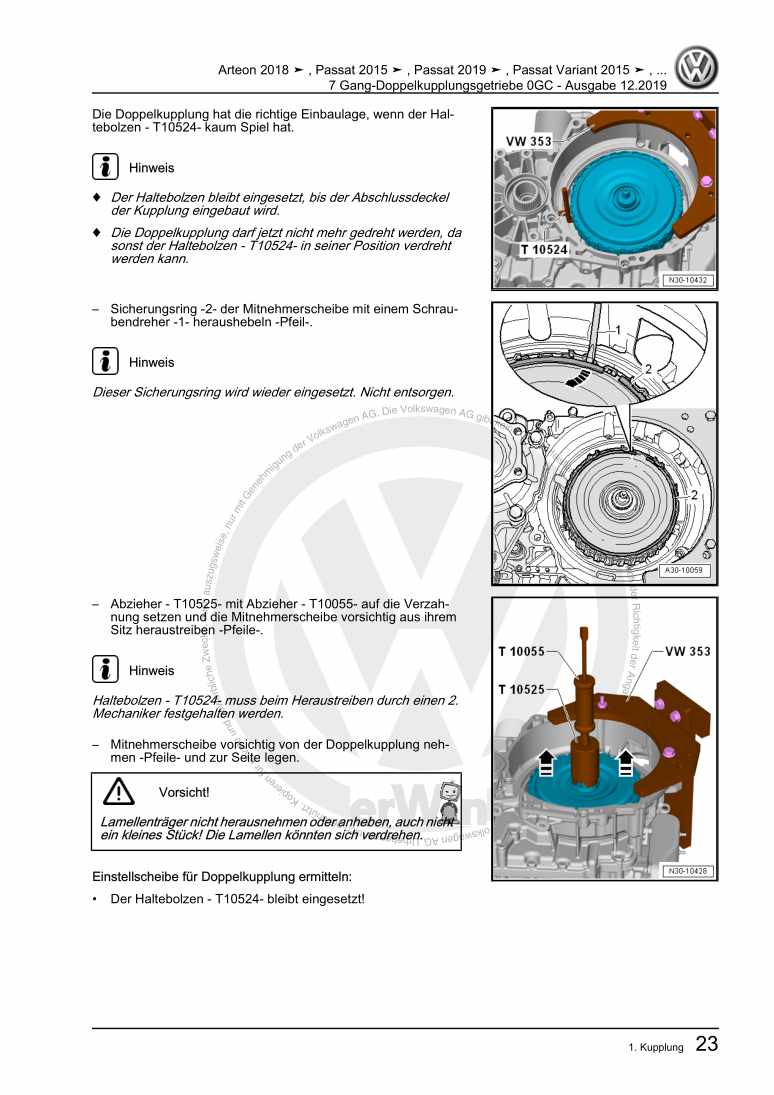 Examplepage for repair manual 3 7 Gang-Doppelkupplungsgetriebe 0GC