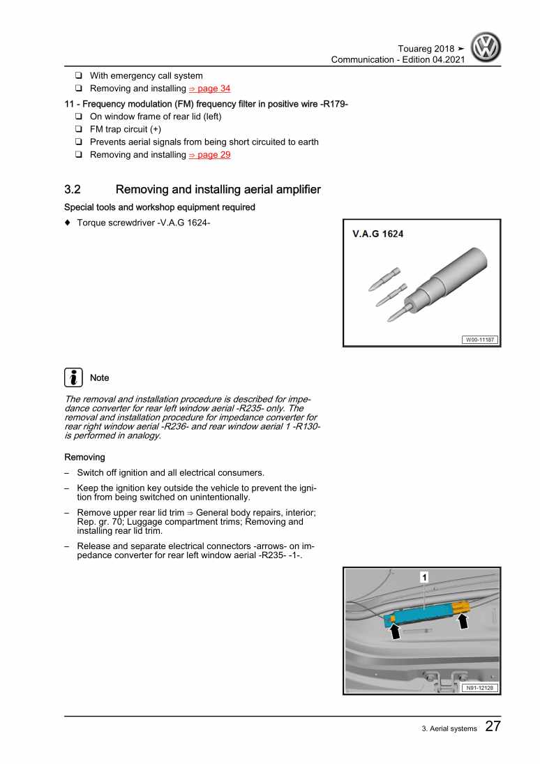 Examplepage for repair manual 3 Communication