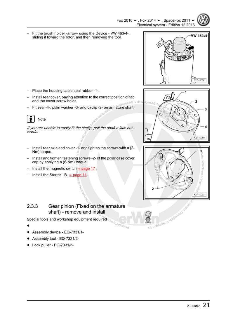 Examplepage for repair manual 3 Electrical system