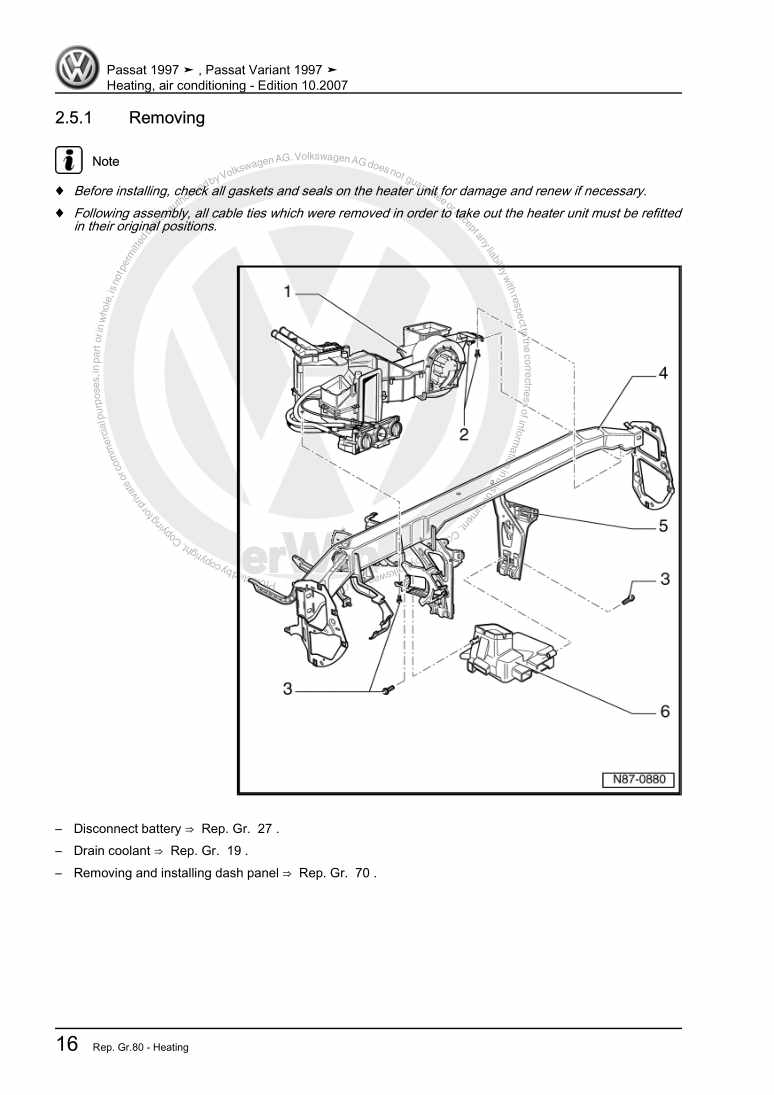 Examplepage for repair manual 3 Heating, air conditioning