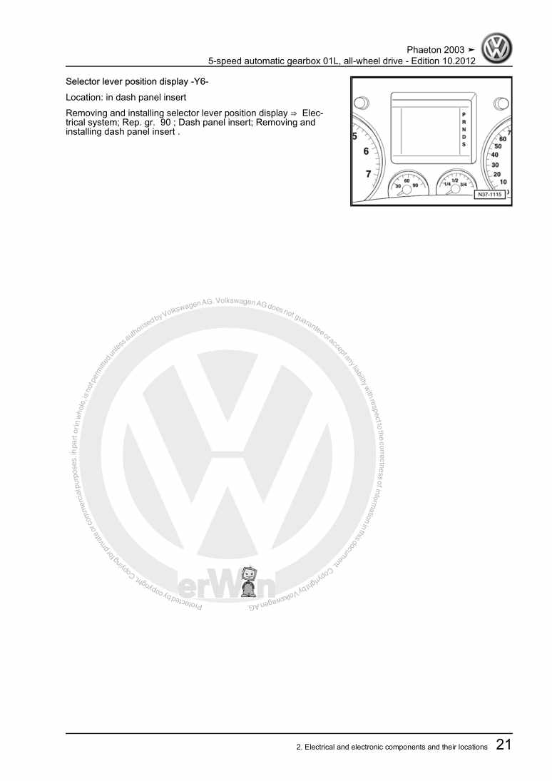 Examplepage for repair manual 5-speed automatic gearbox 01L, all-wheel drive