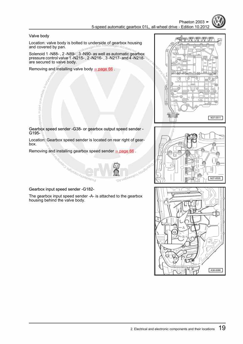 Examplepage for repair manual 2 5-speed automatic gearbox 01L, all-wheel drive