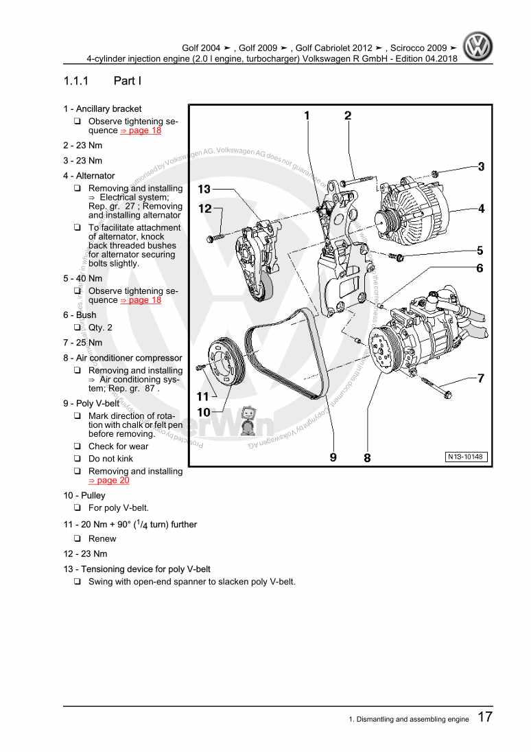 Examplepage for repair manual 3 4-cylinder injection engine (2.0 l engine, turbocharger) Volkswagen R GmbH