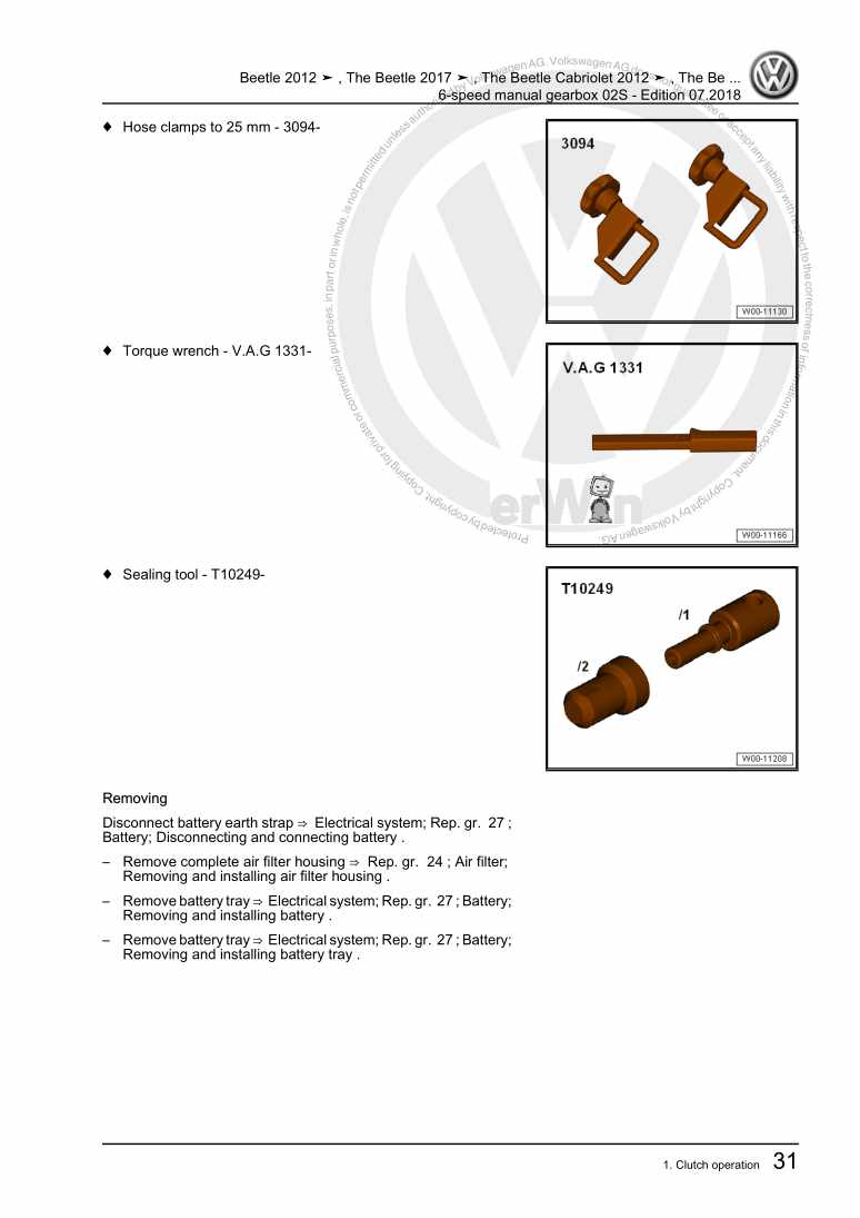 Examplepage for repair manual 6-speed manual gearbox 02S