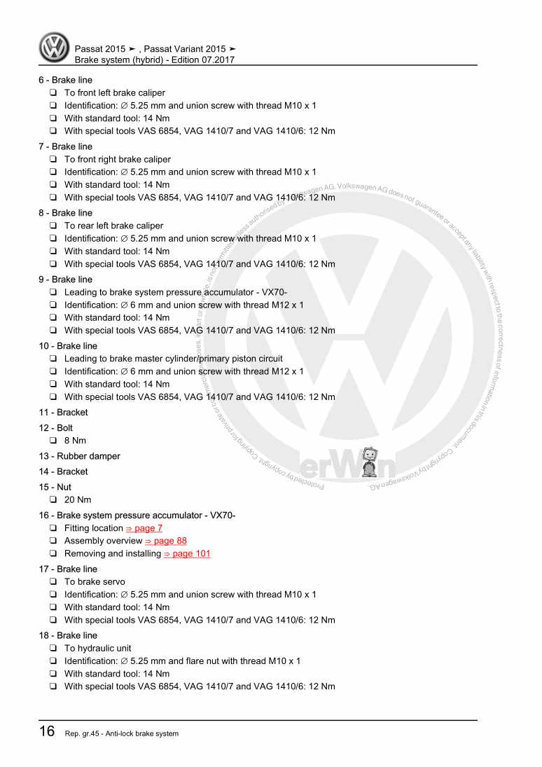 Examplepage for repair manual 3 Brake system (hybrid)