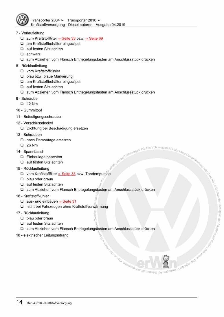 Examplepage for repair manual 2 Kraftstoffversorgung - Dieselmotoren