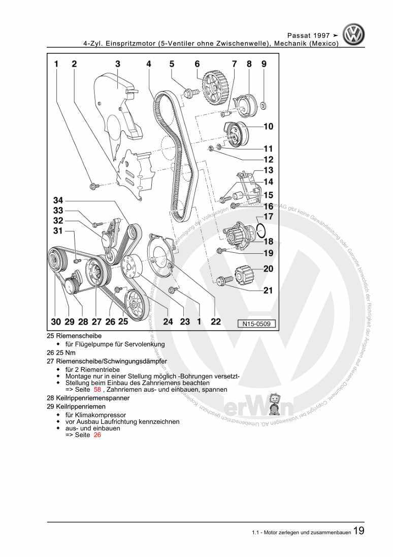 Examplepage for repair manual 4-Zyl. Einspritzmotor (5-Ventiler ohne Zwischenwelle), Mechanik (Mexico)