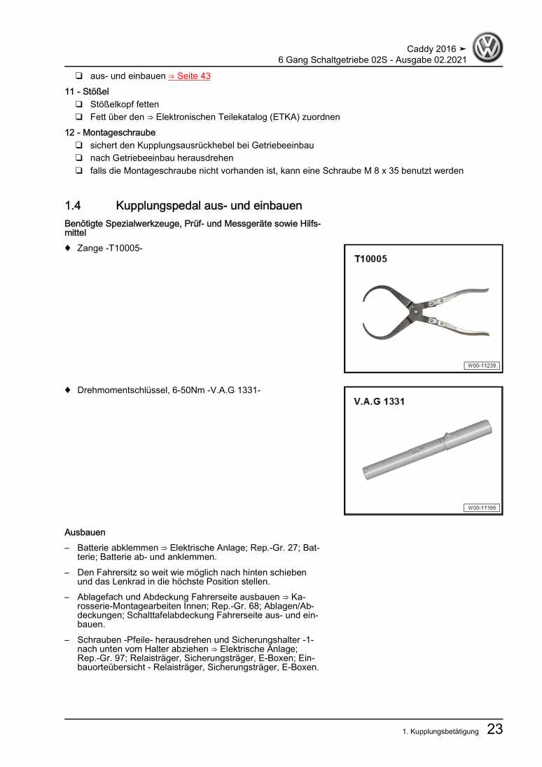 Beispielseite für Reparaturanleitung 3 6 Gang Schaltgetriebe 02S