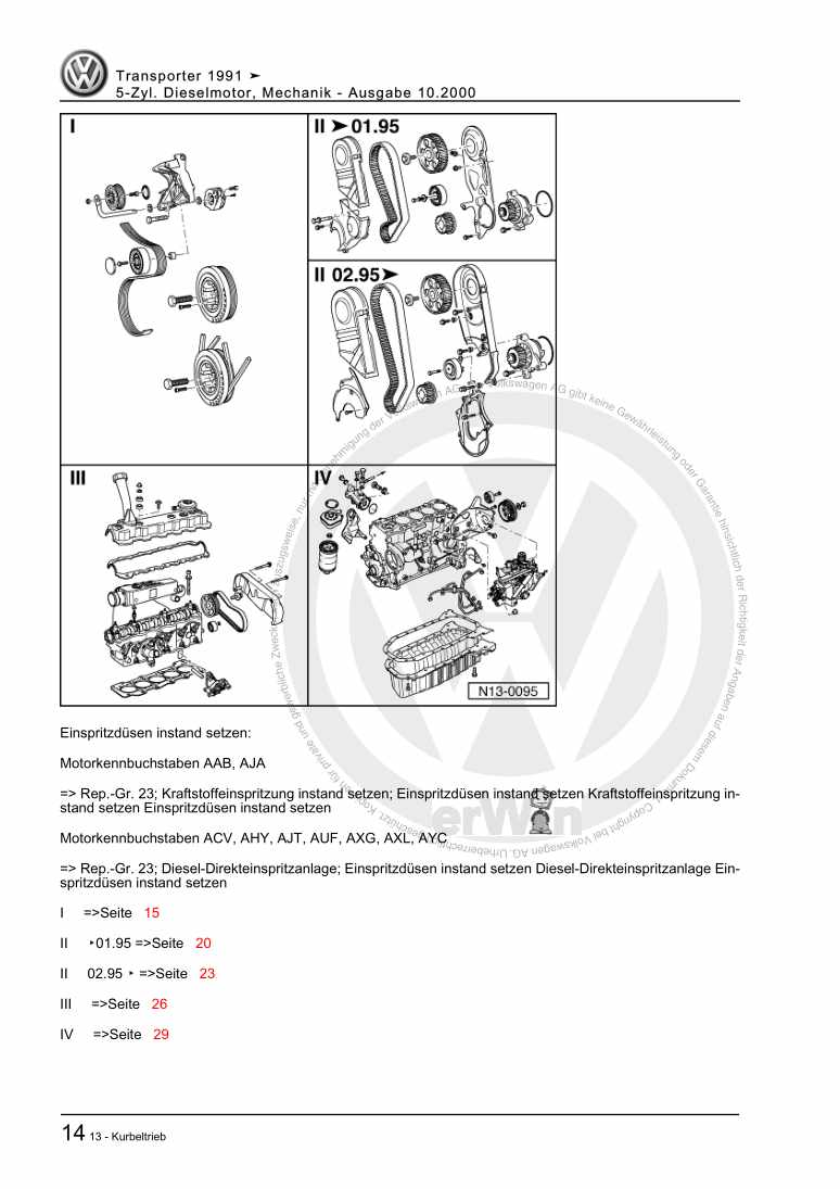 Beispielseite für Reparaturanleitung 5-Zyl. Dieselmotor, Mechanik
