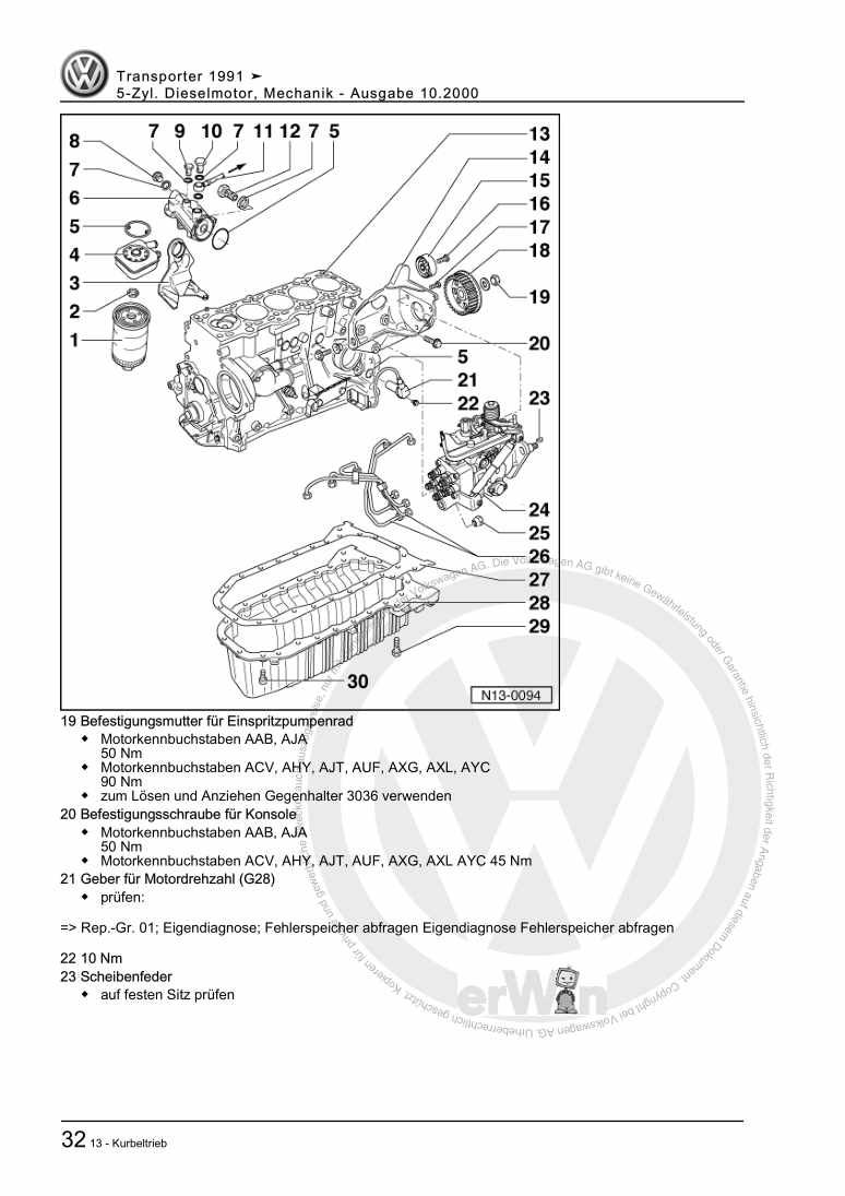 Beispielseite für Reparaturanleitung 2 5-Zyl. Dieselmotor, Mechanik