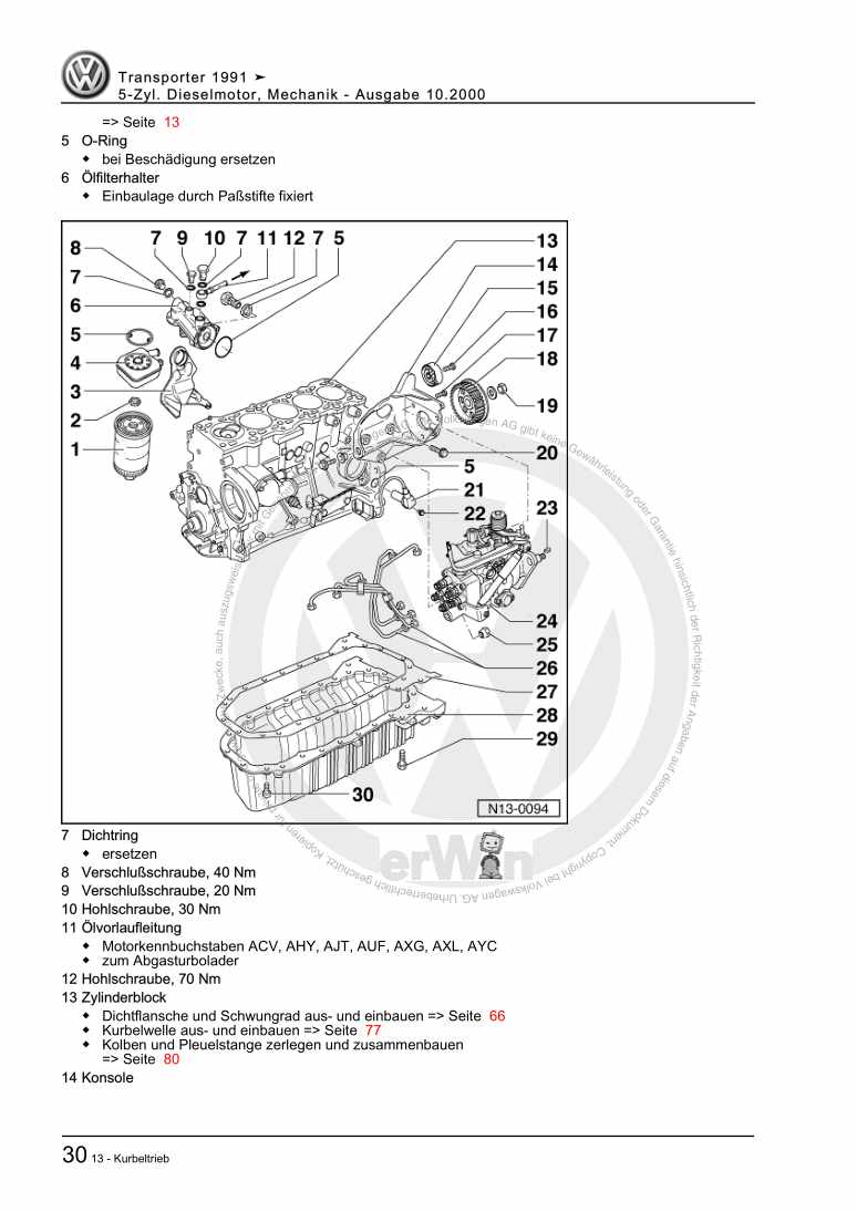 Beispielseite für Reparaturanleitung 3 5-Zyl. Dieselmotor, Mechanik