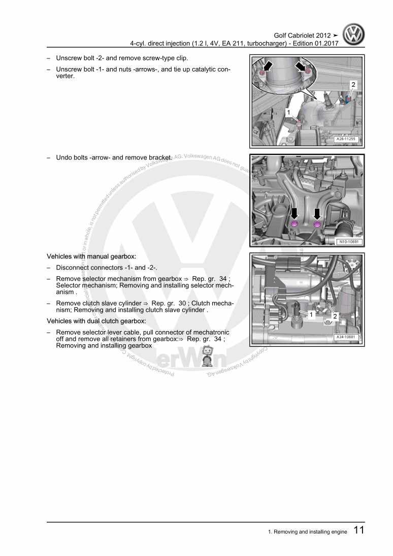 Examplepage for repair manual 2 4-cyl. direct injection (1.2 l, 4V, EA 211, turbocharger)