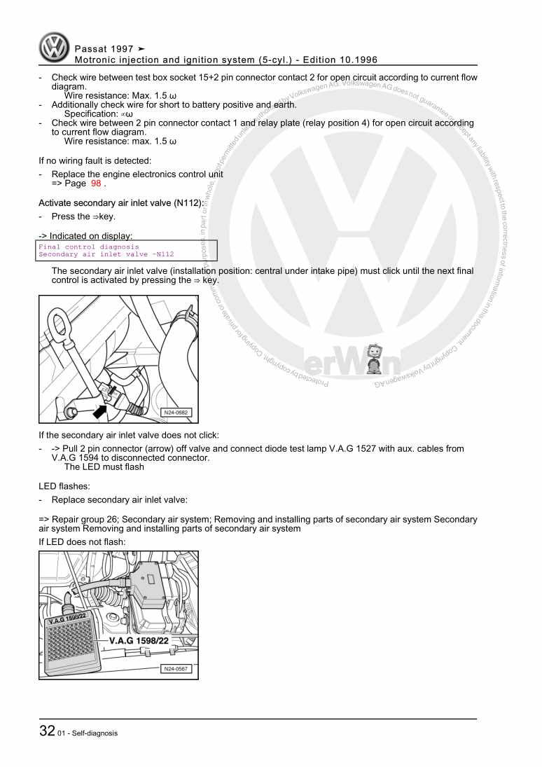 Examplepage for repair manual Motronic injection and ignition system (5-cyl.)