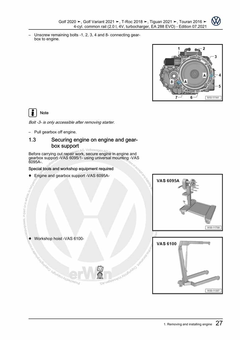 Examplepage for repair manual 3 4-cyl. common rail (2.0 l, 4V, turbocharger, EA 288 EVO)