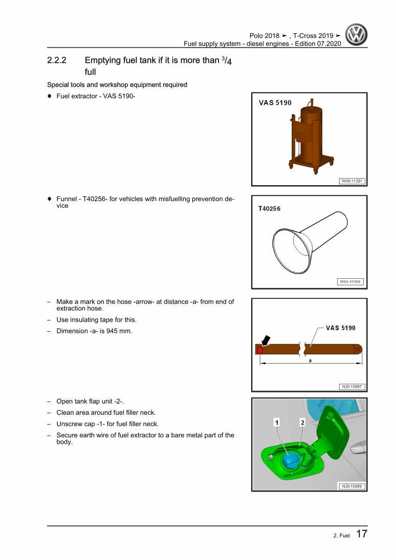 Examplepage for repair manual 2 Fuel supply system - diesel engines