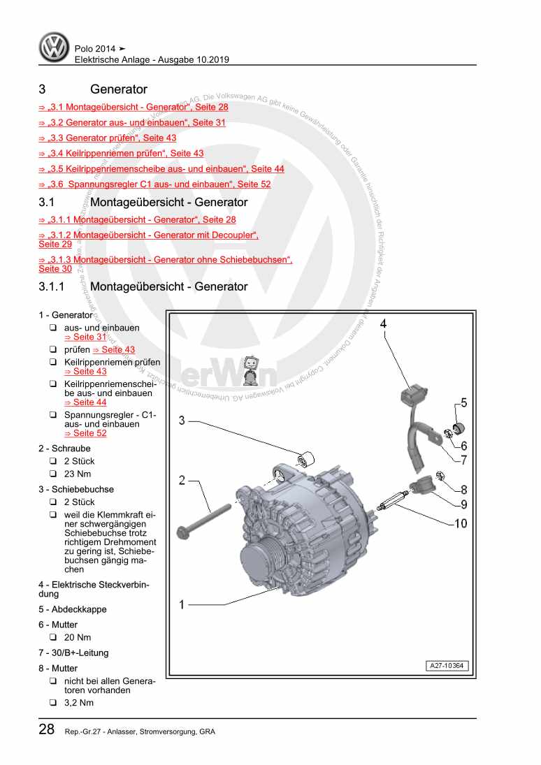 Examplepage for repair manual Elektrische Anlage