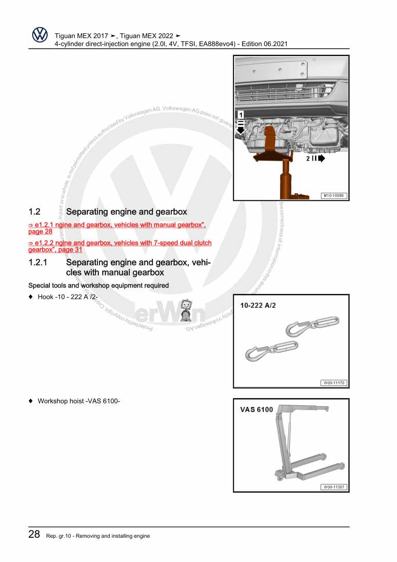 Examplepage for repair manual 4-cylinder direct-injection engine (2.0l, 4V, TFSI, EA888evo4)