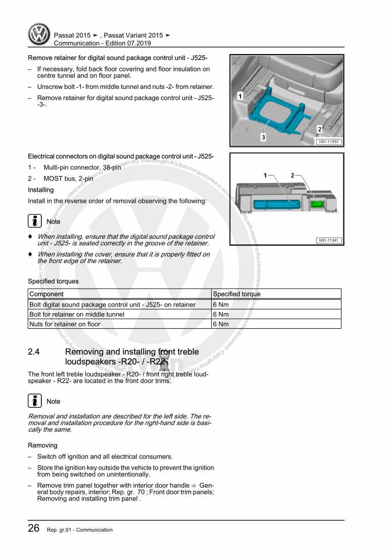 Examplepage for repair manual 3 Communication