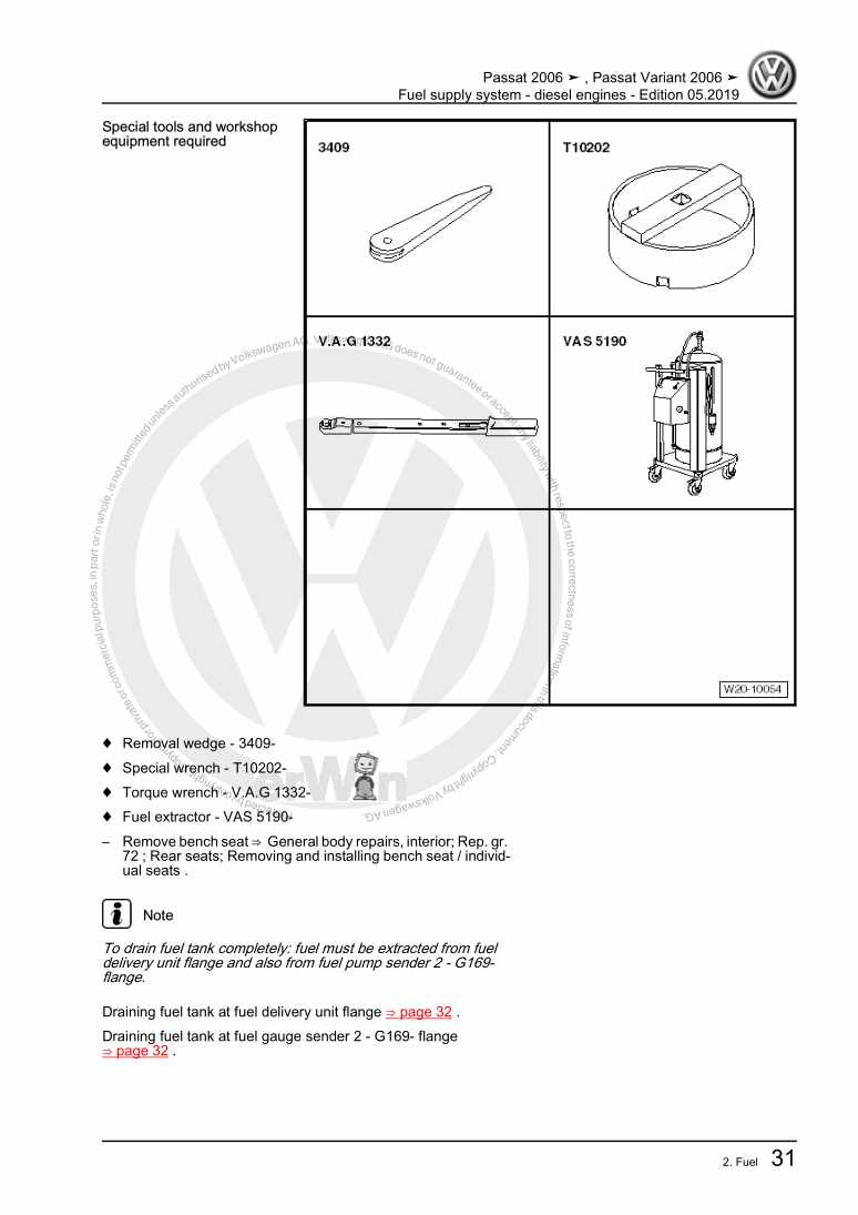 Examplepage for repair manual 3 Fuel supply system - diesel engines