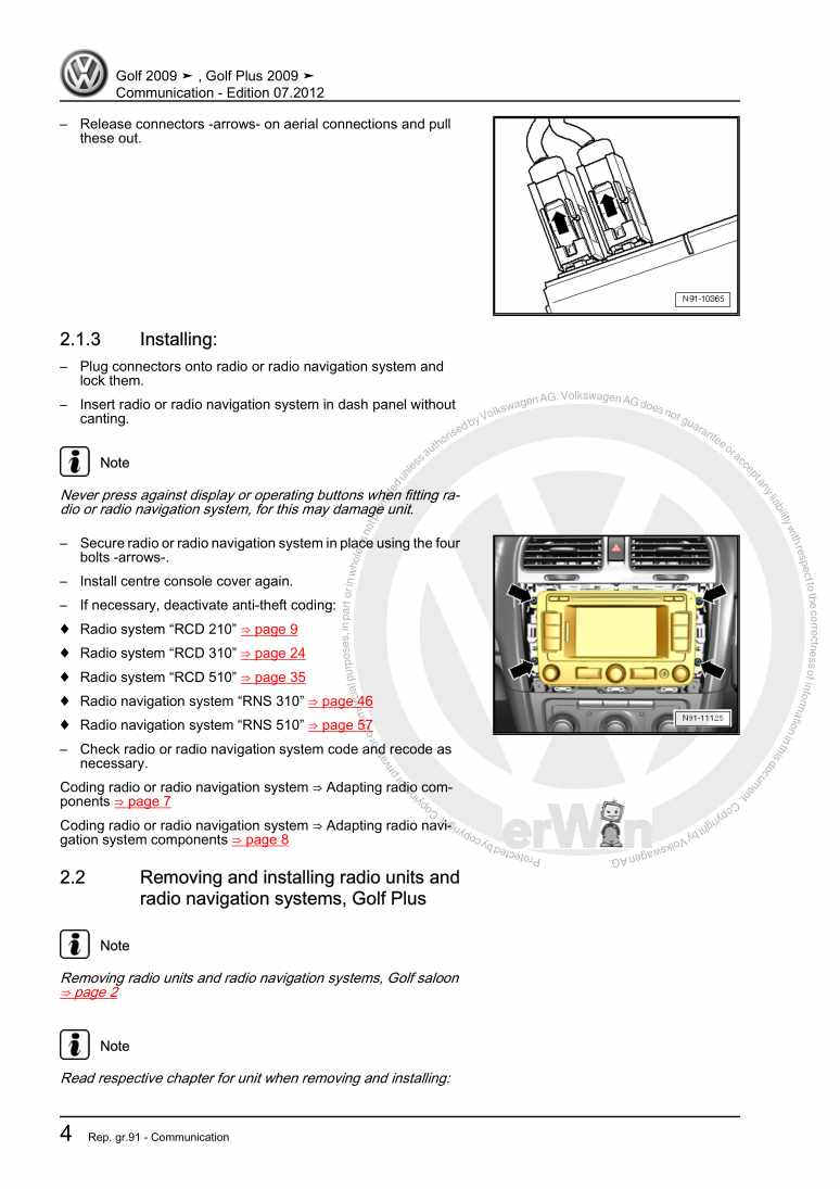 Examplepage for repair manual 3 Communication