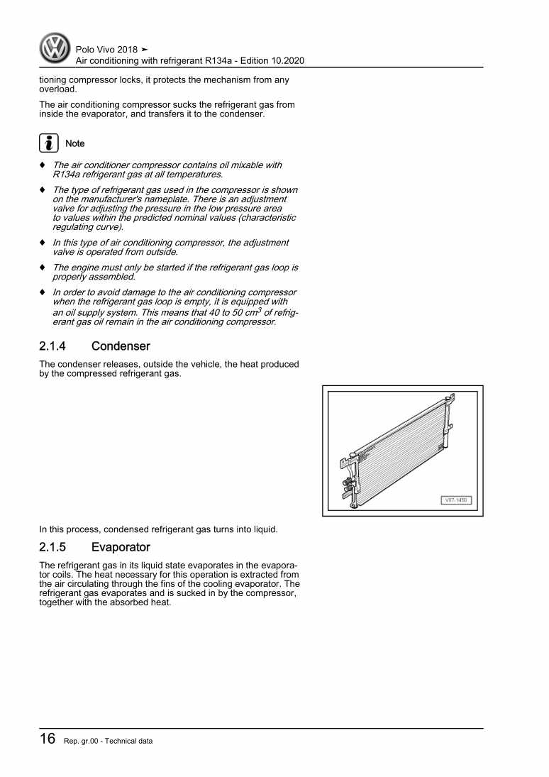 Examplepage for repair manual 2 Air conditioning with refrigerant R134a