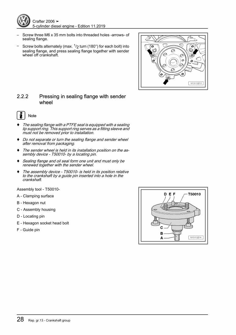Examplepage for repair manual 3 5-cylinder diesel engine