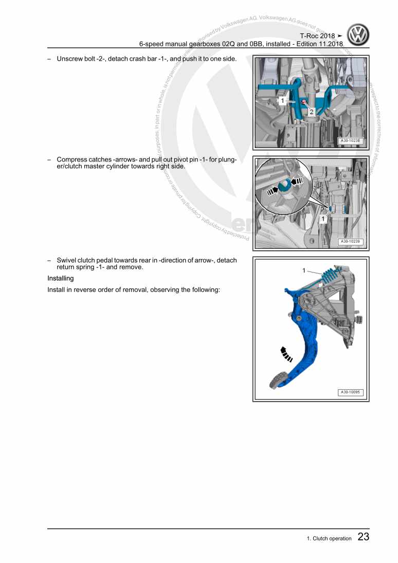 Examplepage for repair manual 3 6-speed manual gearboxes 02Q and 0BB, installed