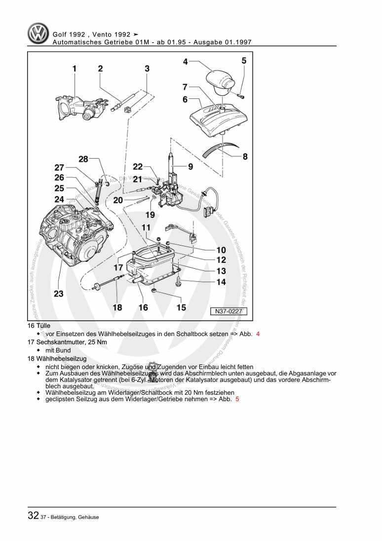 Beispielseite für Reparaturanleitung 3 Automatisches Getriebe 01M - ab 01.95