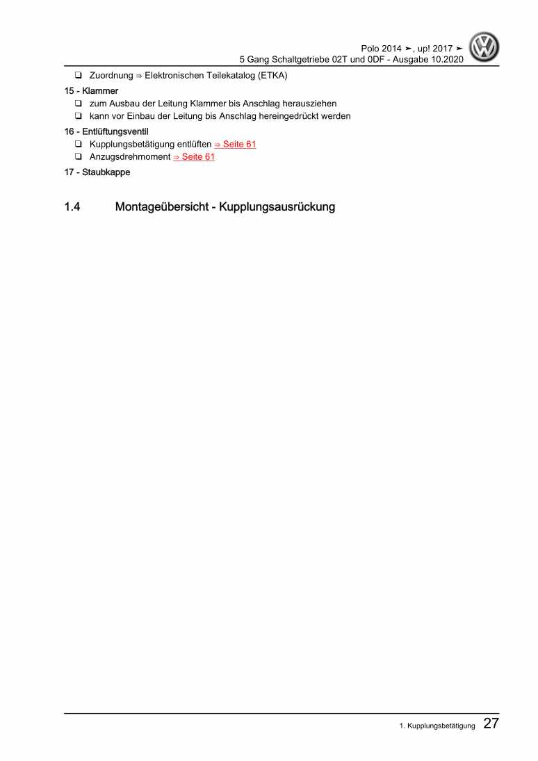 Beispielseite für Reparaturanleitung 3 5 Gang Schaltgetriebe 02T und 0DF
