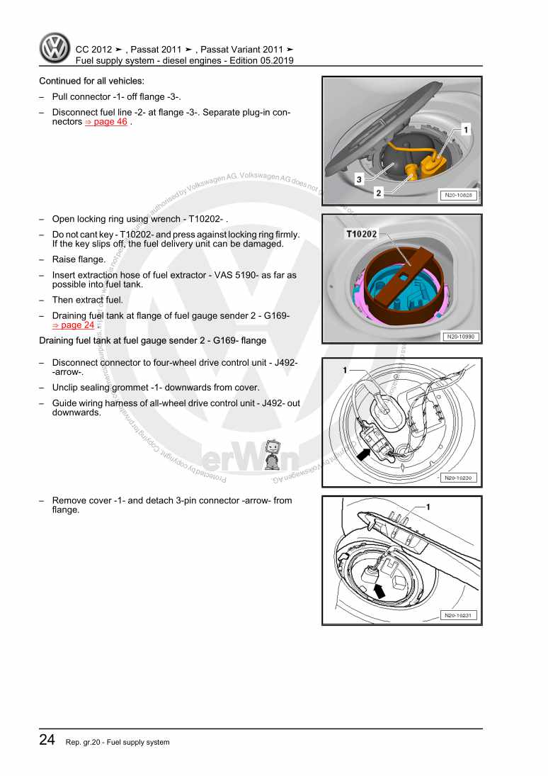 Examplepage for repair manual Fuel supply system - diesel engines