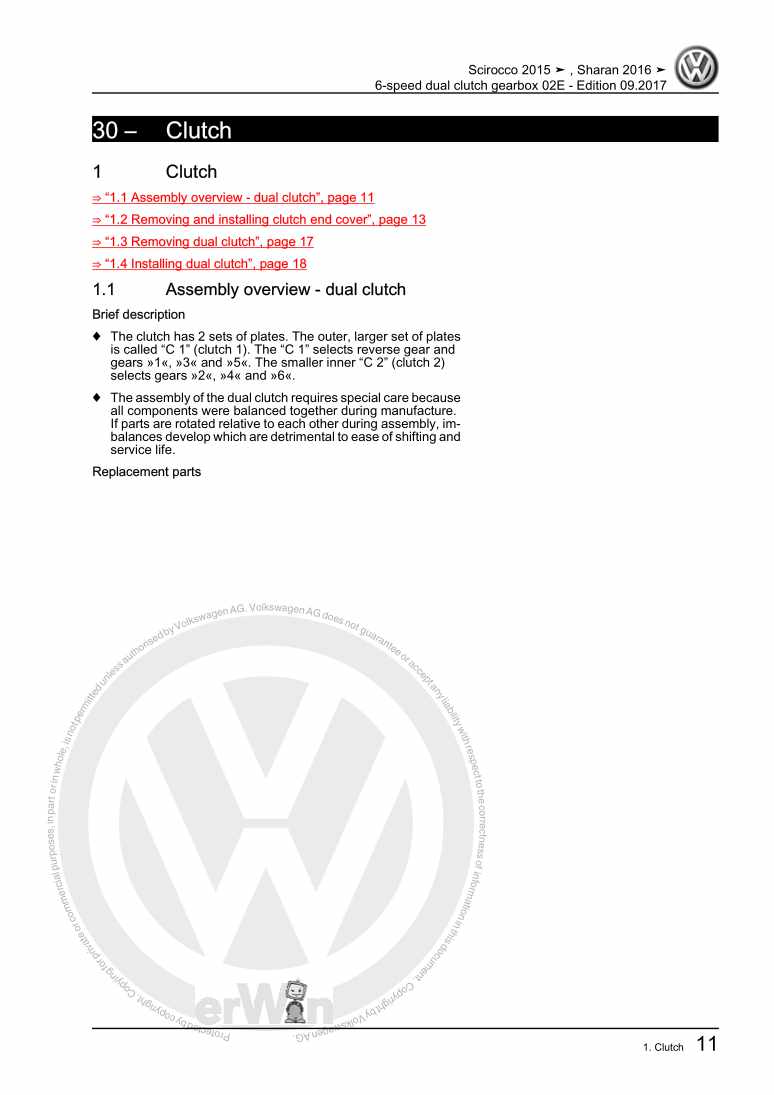Examplepage for repair manual 2 6-speed dual clutch gearbox 02E