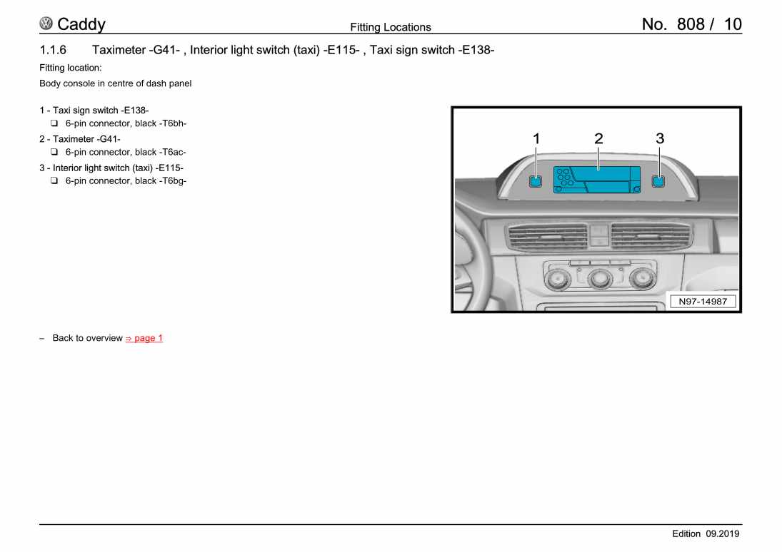 Examplepage for repair manual 2 -Fitting locations: special vehicles