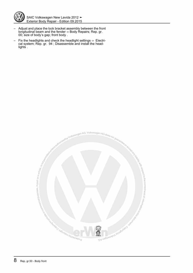 Examplepage for repair manual 2 Exterior Body Repair