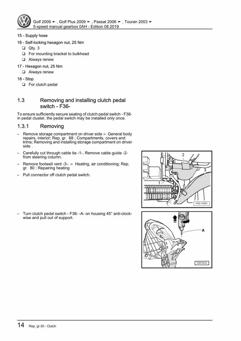 Examplepage for repair manual 5-speed manual gearbox 0AH