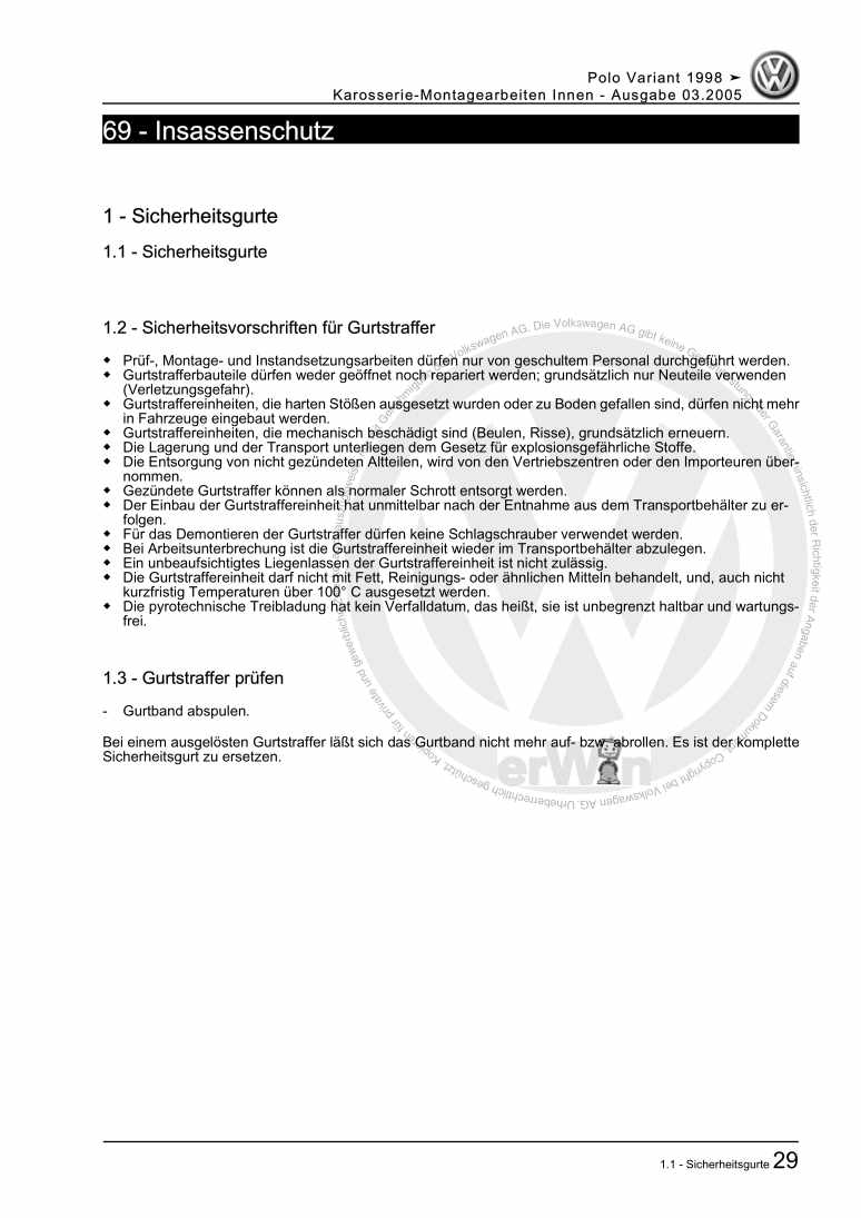 Examplepage for repair manual 3 Karosserie-Montagearbeiten Innen