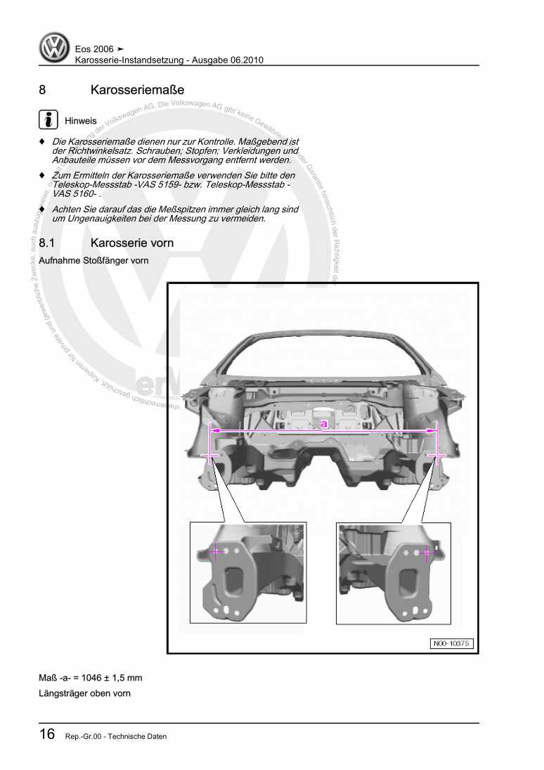 Examplepage for repair manual 2 Karosserie-Instandsetzung