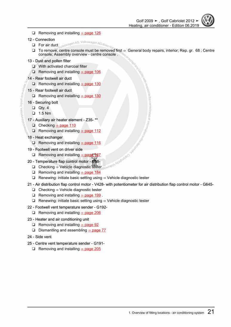 Examplepage for repair manual 2 Heating, air conditioner