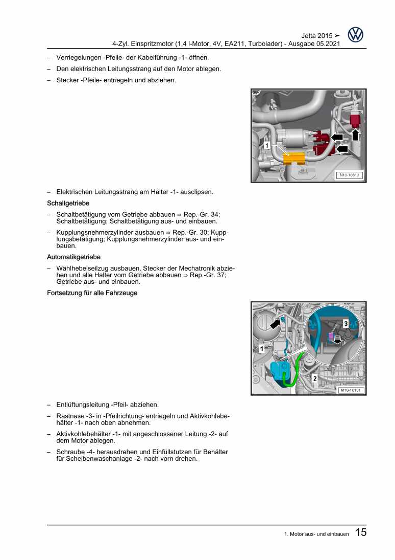 Examplepage for repair manual 2 4-Zyl. Einspritzmotor (1,4 l-Motor, 4V, EA211, Turbolader)