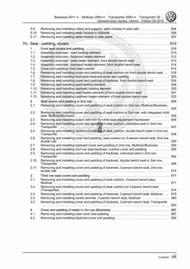 Examplepage for repair manual 3 General body repairs, interior