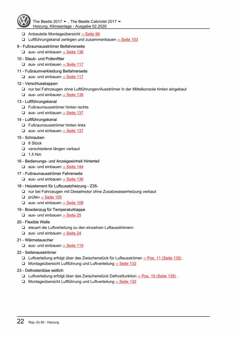 Beispielseite für Reparaturanleitung 2 Heizung, Klimaanlage