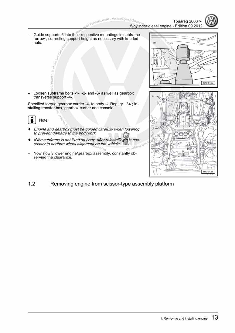 Examplepage for repair manual 5-cylinder diesel engine